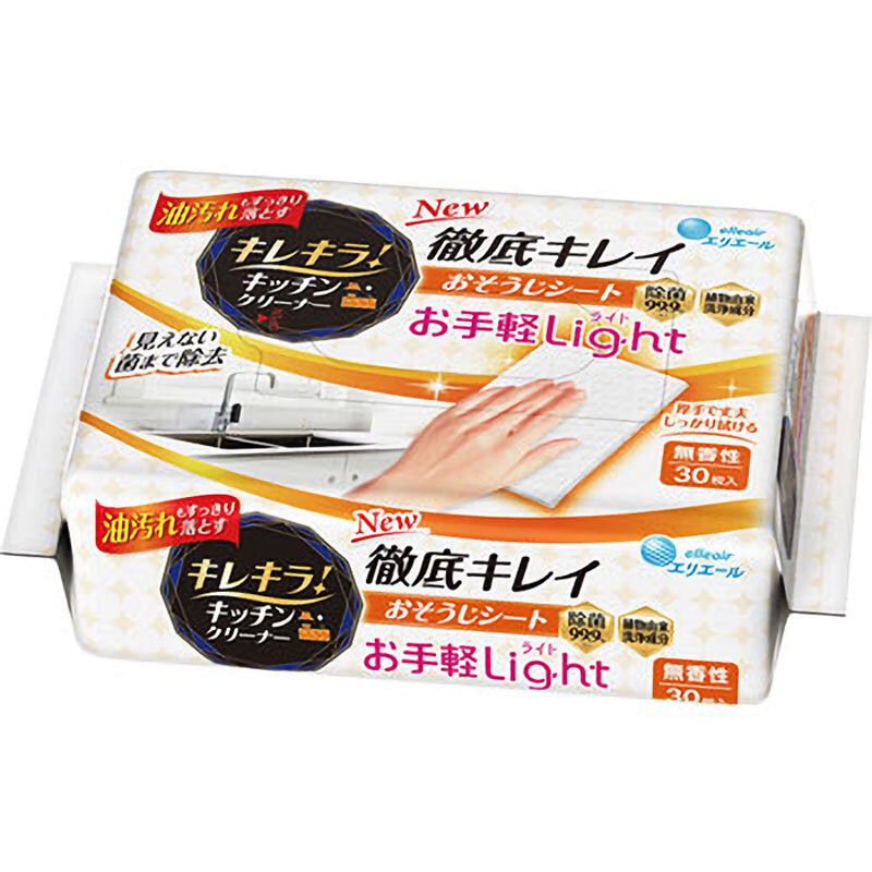 エリエール キレキラ！キッチンクリーナー 徹底キレイおそうじシート Light 無香性 30枚